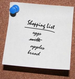 shopping list helps with meal planning